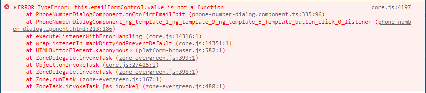 ERROR TypeError: this.emailFormControl.value is not a function